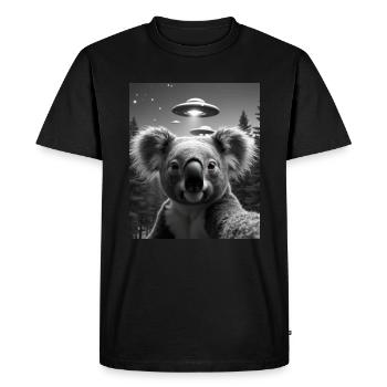 UFO Funny Koala Bear - Men's Premium Organic T-Shirt - black - Front - Nico (187cm)