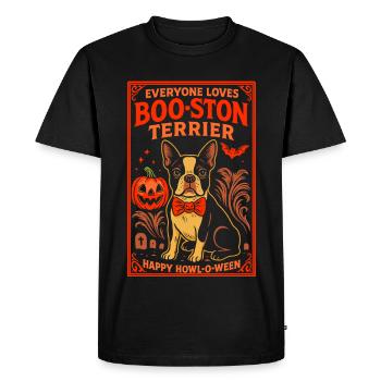 Boo-ston Terrier Halloween Design - Männer Premium Bio T-Shirt - Schwarz - Vorne - Nico (187cm)