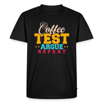TESTEUR QA - Café, Test, Argument, Répéter - T-shirt Premium bio Homme - noir - Devant - Nico (187cm)