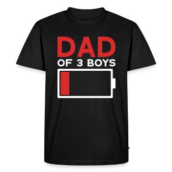 PAPA DE 3 GARÇONS - T-shirt Premium bio Homme - noir - Devant - Nico (187cm)