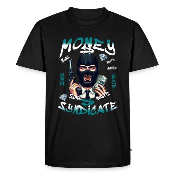 Syndicat de l’argent - T-shirt Premium bio Homme - noir - Devant - Nico (187cm)