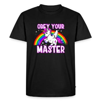 Obey Your Master - Unicorn Rainbow Heavy Metal - Men's Premium Organic T-Shirt - black - Front - Nico (187cm)