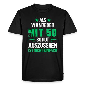 At 50 handsome hiker - Men's Premium Organic T-Shirt - black - Front - Nico (187cm)