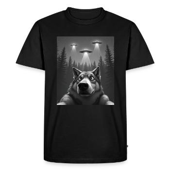 Ufo Lustiger Wolf - Männer Premium Bio T-Shirt - Schwarz - Vorne - Nico (187cm)