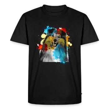 Sheltie Watercolors Colorful - Men's Premium Organic T-Shirt - black - Front - Nico (187cm)