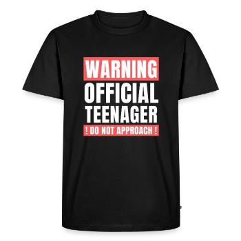 Avertissement officiel d’adolescent Humour drôle Citation 13ème - T-shirt Premium bio Homme - noir - Devant - Nico (187cm)