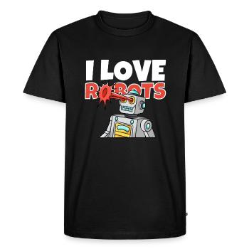 Funny Cool Robot Engineer Science Kid I Love - Men's Premium Organic T-Shirt - black - Front - Nico (187cm)