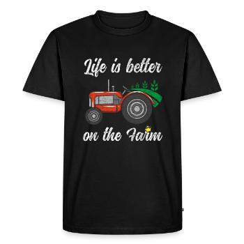La vie est meilleure à la ferme Drôle de tracteur Poulet - T-shirt Premium bio Homme - noir - Devant - Nico (187cm)