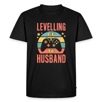 Gamer Husband Leveling Up Wedding Engagement Groom - Men's Premium Organic T-Shirt - black - Front - Nico (187cm)