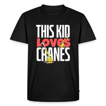 Ce gamin aime les grues drôle de construction lourde - T-shirt Premium bio Homme - noir - Devant - Nico (187cm)