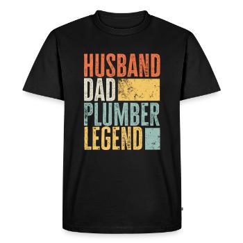 Legendary Husband Plumber Dad Father Best Retro - Men's Premium Organic T-Shirt - black - Front - Nico (187cm)