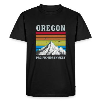 Oregon Portland Mountains Randonnée Vintage Pacific - T-shirt Premium bio Homme - noir - Devant - Nico (187cm)