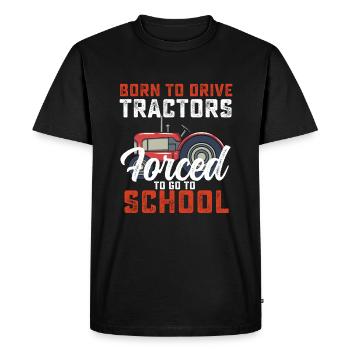 Nés pour conduire des tracteurs forcés d’aller à l’école - T-shirt Premium bio Homme - noir - Devant - Nico (187cm)