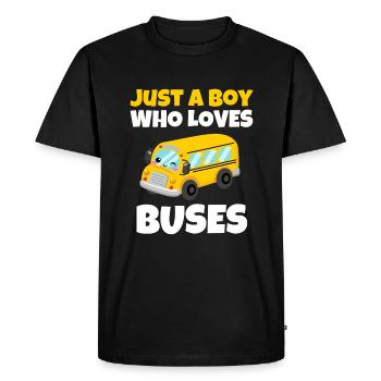 Just A Boy Who Loves Buses Birthday Yellow School - Men's Premium Organic T-Shirt - black - Front - Nico (187cm)