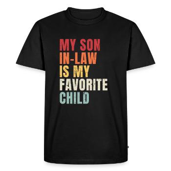 Mon gendre est ma famille drôle d’enfant préférée - T-shirt Premium bio Homme - noir - Devant - Nico (187cm)