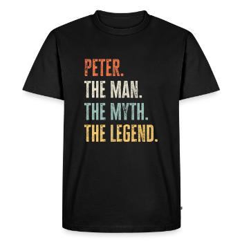 Peter The Best, Man Myth Legend, Funny Best Name - Men's Premium Organic T-Shirt - black - Front - Nico (187cm)