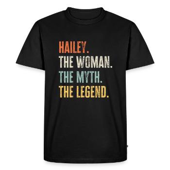 Hailey The Best, Woman Myth Legend, Funny Best - Men's Premium Organic T-Shirt - black - Front - Nico (187cm)