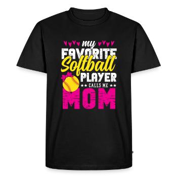 Drôle Softball Maman Fille Pratique Parents Fiers - T-shirt Premium bio Homme - noir - Devant - Nico (187cm)