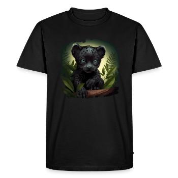 Black Baby Jaguar Wildcat Africa Wilderness - Men's Premium Organic T-Shirt - black - Front - Nico (187cm)