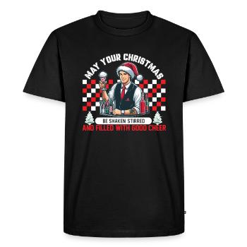 Christmas Vibes - Shaken, Stirred & Merry Cheers - Men's Premium Organic T-Shirt - black - Front - Nico (187cm)