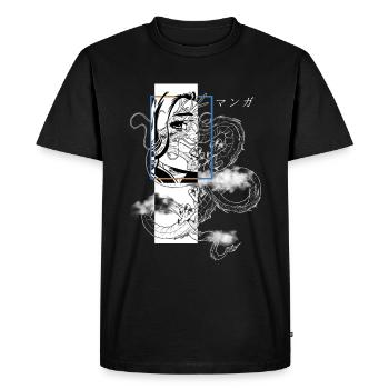 Otaku Japon E-Girl Outfit Streetwear Dragon Anime - T-shirt Premium bio Homme - noir - Devant - Nico (187cm)