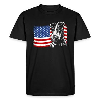 Fox Terrier America Flag Dogs Dog Wilsigns - Men's Premium Organic T-Shirt - black - Front - Nico (187cm)