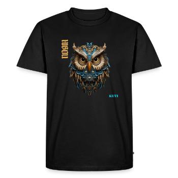 HIBOU Kuti - T-shirt Premium bio Homme - noir - Devant - Nico (187cm)