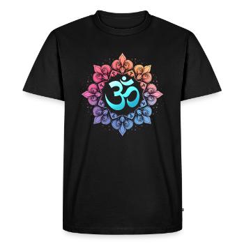 Om Mandala Spiritual Zen Yoga Buddhist - Men's Premium Organic T-Shirt - black - Front - Nico (187cm)