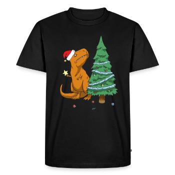 T-Rex déteste Noël - T-shirt Premium bio Homme - noir - Devant - Nico (187cm)