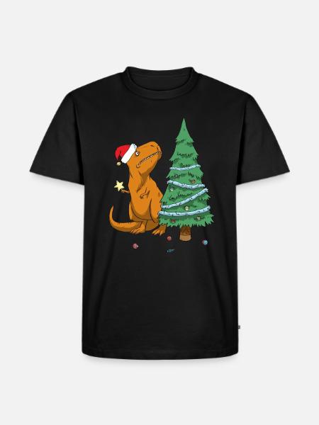 T-Rex hasst Weihnachten - Männer Premium Bio T-Shirt - Schwarz