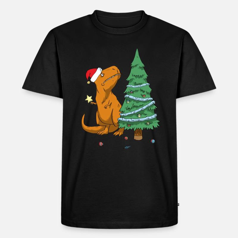 T-Rex hasst Weihnachten - Männer Premium Bio T-Shirt - Schwarz