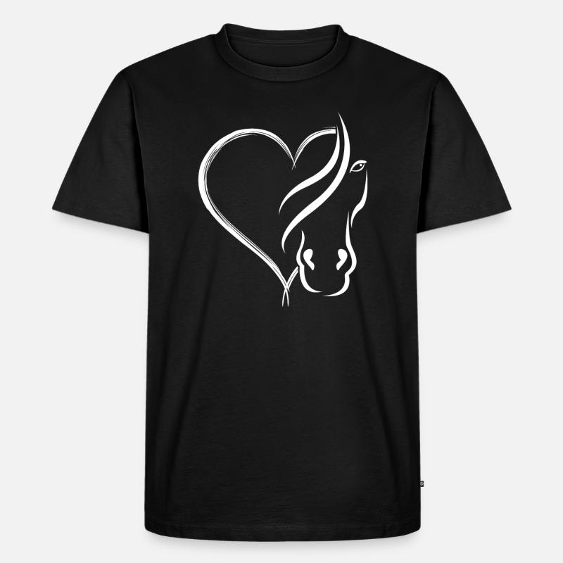 Pferdekopf mit Herz - Männer Premium Bio T-Shirt - Schwarz