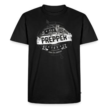 Old Prepper Fox Préparation est tout cadeau - T-shirt Premium bio Homme - noir - Devant - Nico (187cm)