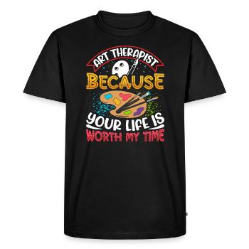 Art-Thérapeute, Dessin Graphique, Design d’Art - T-shirt Premium bio Homme - noir - Devant - Nico (187cm)