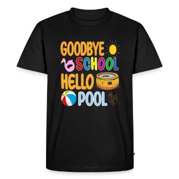 Goodbye School Hello Pool - Vacances d’été Été - T-shirt Premium bio Homme - noir - Devant - Nico (187cm)