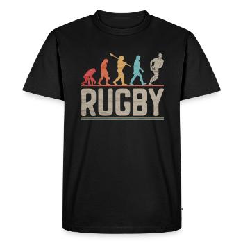 Evolution Man Rugby Fun pour les joueurs de rugby - T-shirt Premium bio Homme - noir - Devant - Nico (187cm)
