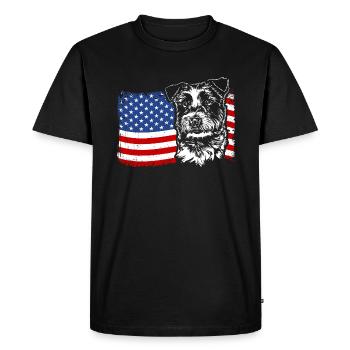 Jack Russell Terrier America Flag Dogs Wilsigns - Men's Premium Organic T-Shirt - black - Front - Nico (187cm)