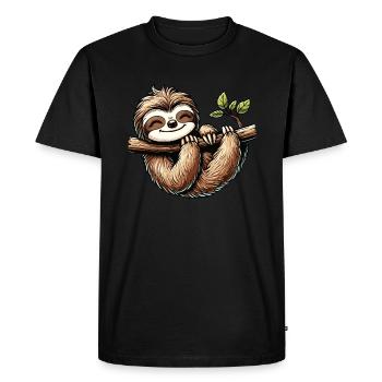 Sloth Chill Time - Men's Premium Organic T-Shirt - black - Front - Nico (187cm)