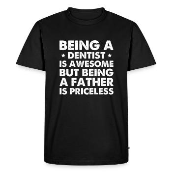 Être dentiste, c’est génial, mais être père - T-shirt Premium bio Homme - noir - Devant - Nico (187cm)