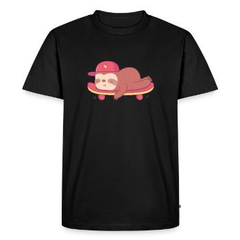 Cute Sloth Lies On Skateboard - Men's Premium Organic T-Shirt - black - Front - Nico (187cm)