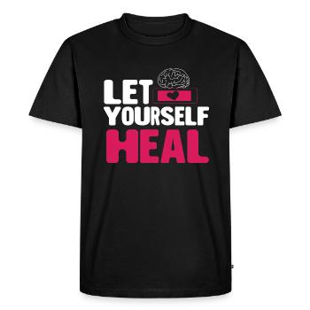 Yoga de méditation auto-guérisseur - T-shirt Premium bio Homme - noir - Devant - Nico (187cm)