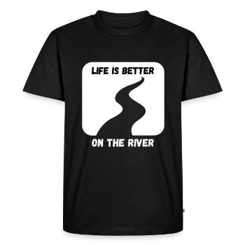 La vie est meilleure sur la rivière - Kayak Design - T-shirt Premium bio Homme - noir - Devant - Nico (187cm)