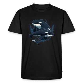 Famille des orques Épaulards Famille des épaulards - T-shirt Premium bio Homme - noir - Devant - Nico (187cm)