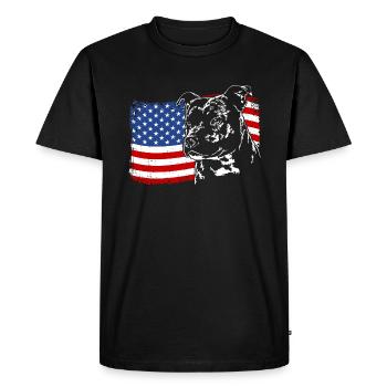 Staffordshire Bull Terrier America Flag Dogs - Men's Premium Organic T-Shirt - black - Front - Nico (187cm)