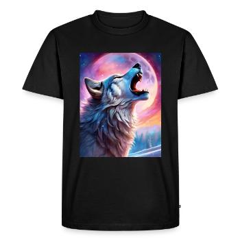 wolf howling to the moon - Men's Premium Organic T-Shirt - black - Front - Nico (187cm)