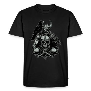 Viking avec épée et corbeau sur le crâne - T-shirt Premium bio Homme - noir - Devant - Nico (187cm)