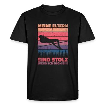 Saut en hauteur - Mes parents sont fiers - T-shirt Premium bio Homme - noir - Devant - Nico (187cm)