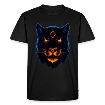 Néon Panthère Fière Sauvage Luminescente - T-shirt Premium bio Homme - noir - Devant - Nico (187cm)
