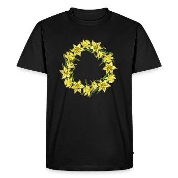 Valentin Pâques anniversaire de mariage jonquilles - T-shirt Premium bio Homme - noir - Devant - Nico (187cm)