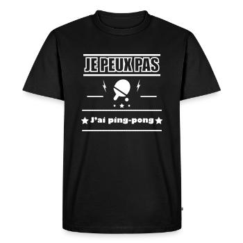 Je peux pas ping-pong,ping-pong,poing pong,ping - T-shirt Premium bio Homme - noir - Devant - Nico (187cm)